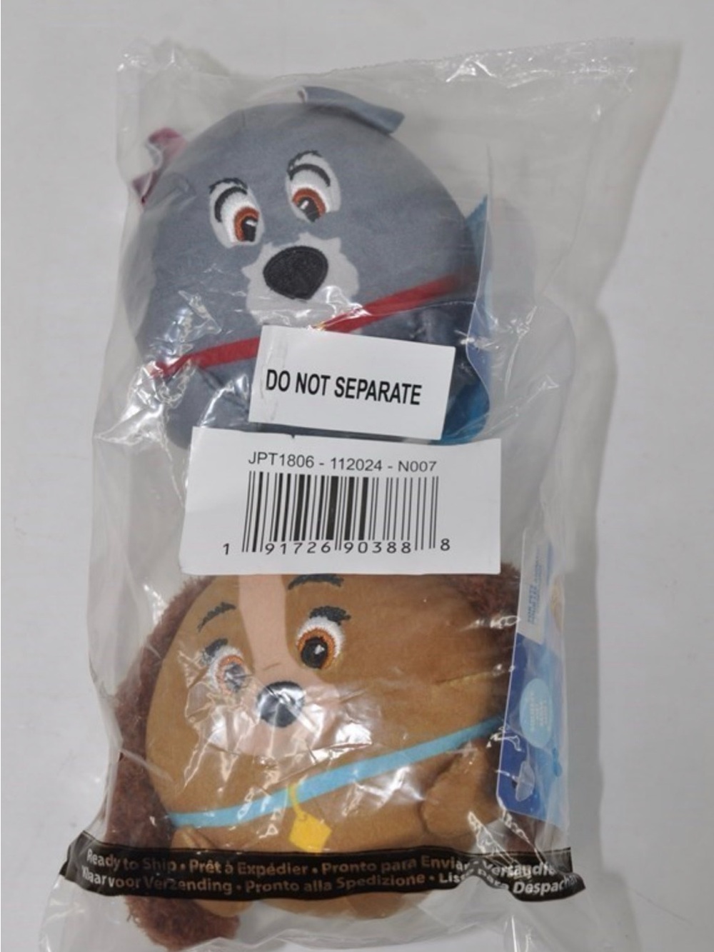 Disney Lady and the Tramp Round Squeaker Dog Toys, New x2